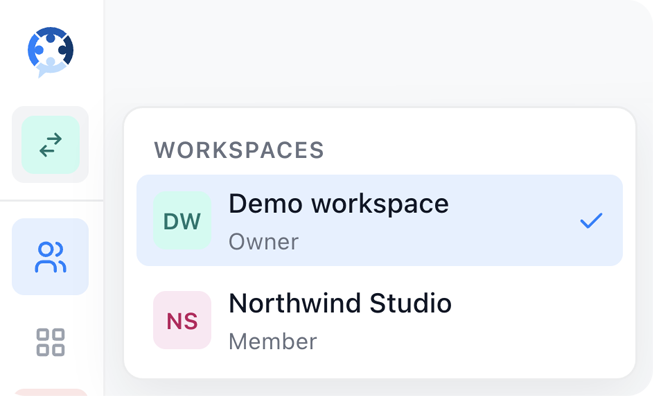 Switch between Ringzz workspaces in light mode